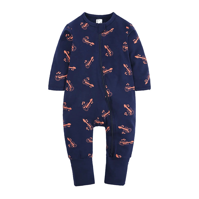 Long Sleeves Printed Baby Girl/Boy Zipper Bodysuits