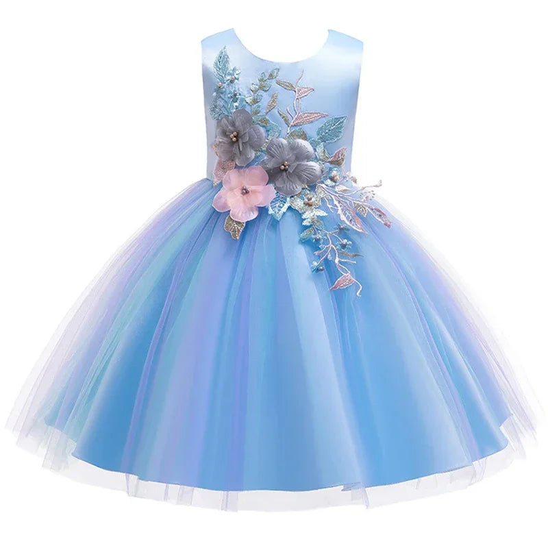 Girls Floral Design Tutu Elegant Party Dresses