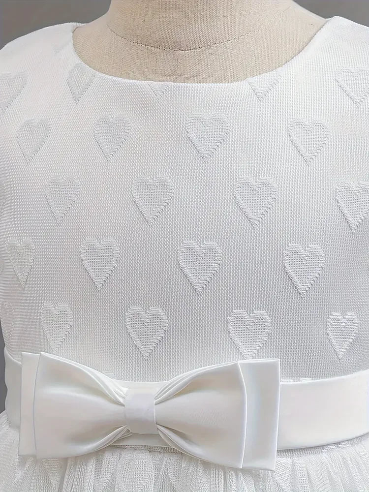 Girls' Elegant Bow Design Lace Party Dresses
