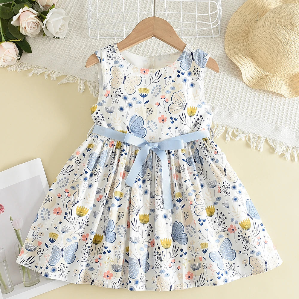 Kid Girls Floral and Butterfly Print Summer Dresses childrensterritory