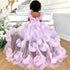 Backless Floral Long Train Girls Birthday Party Dresses childrensterritory