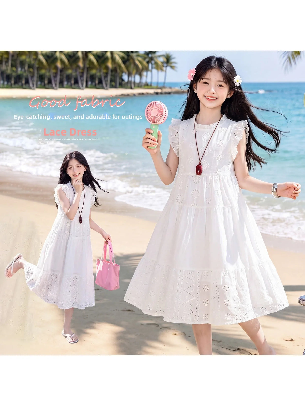 Young Girls Floral Embroidery Summer Party Dress