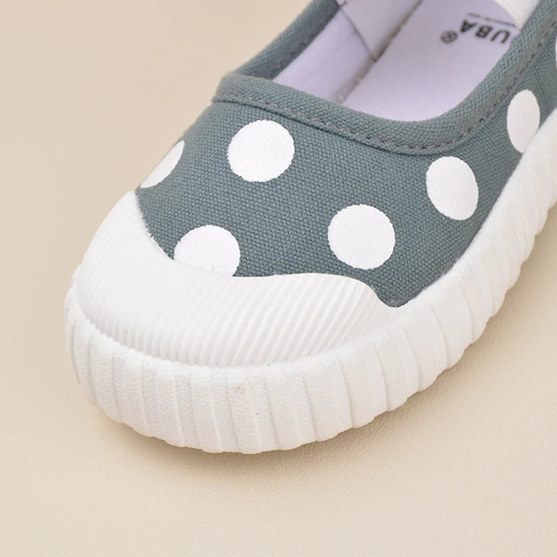 Cute Polka Dot Soft Soled Kids Canvas Indoor Sneakers childrensterritory