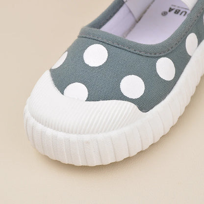 Cute Polka Dot Soft Soled Kids Canvas Indoor Sneakers childrensterritory