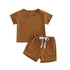 Baby Unisex Solid Crew Neck T-Shirts and Shorts Outfits childrensterritory