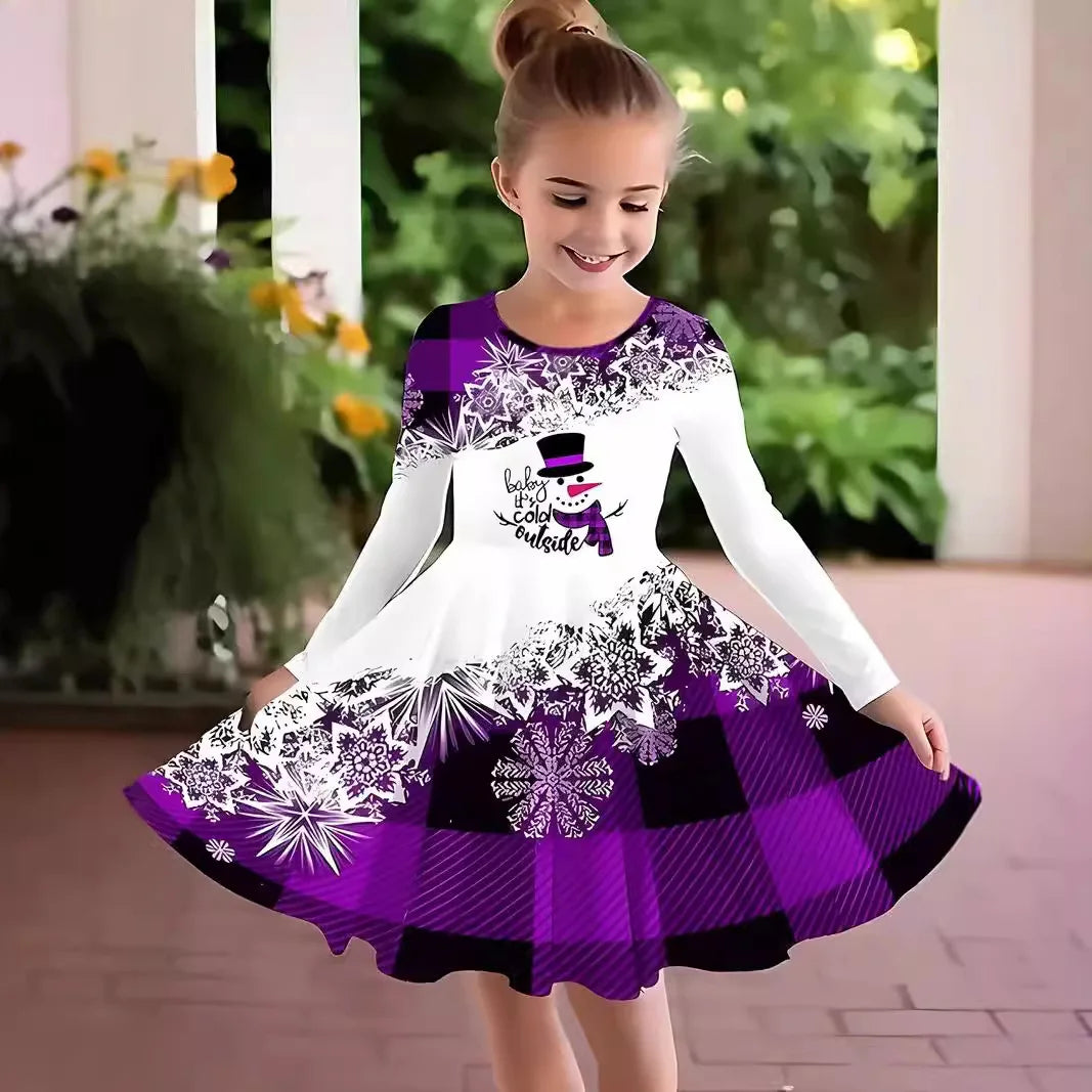 Kids Girls Christmas Party Long Sleeve Costume childrensterritory