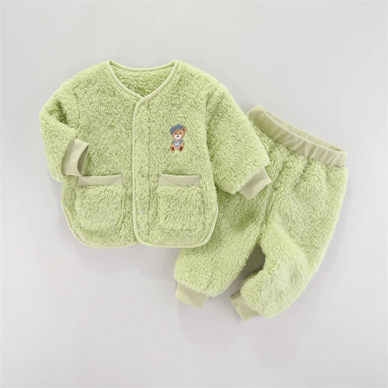 Kids Cartoon Design Long Sleeves Warm Clothing Set childrensterritory