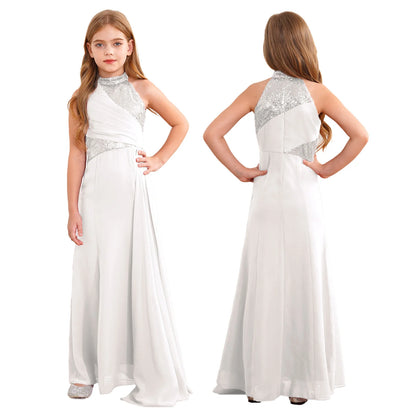 Kids Girls Sequins Pleat Overlay Pageant Evening Gowns childrensterritory