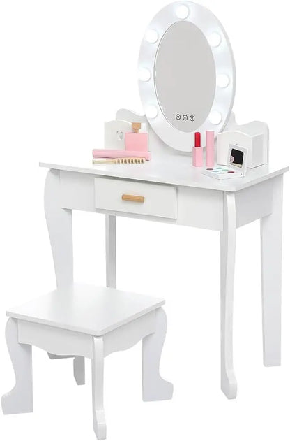 Kids Girls Makeup Dressing Play Table/Vanity Set W/ Mirror