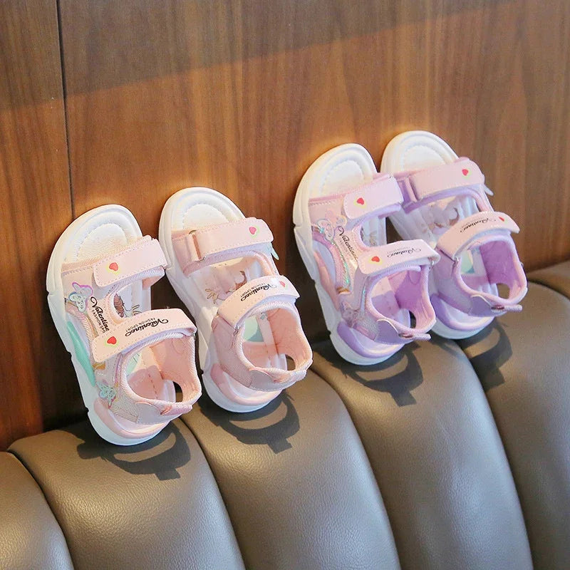 Cartoon Design Soft Shining Summer Sandals For Girls childrensterritory