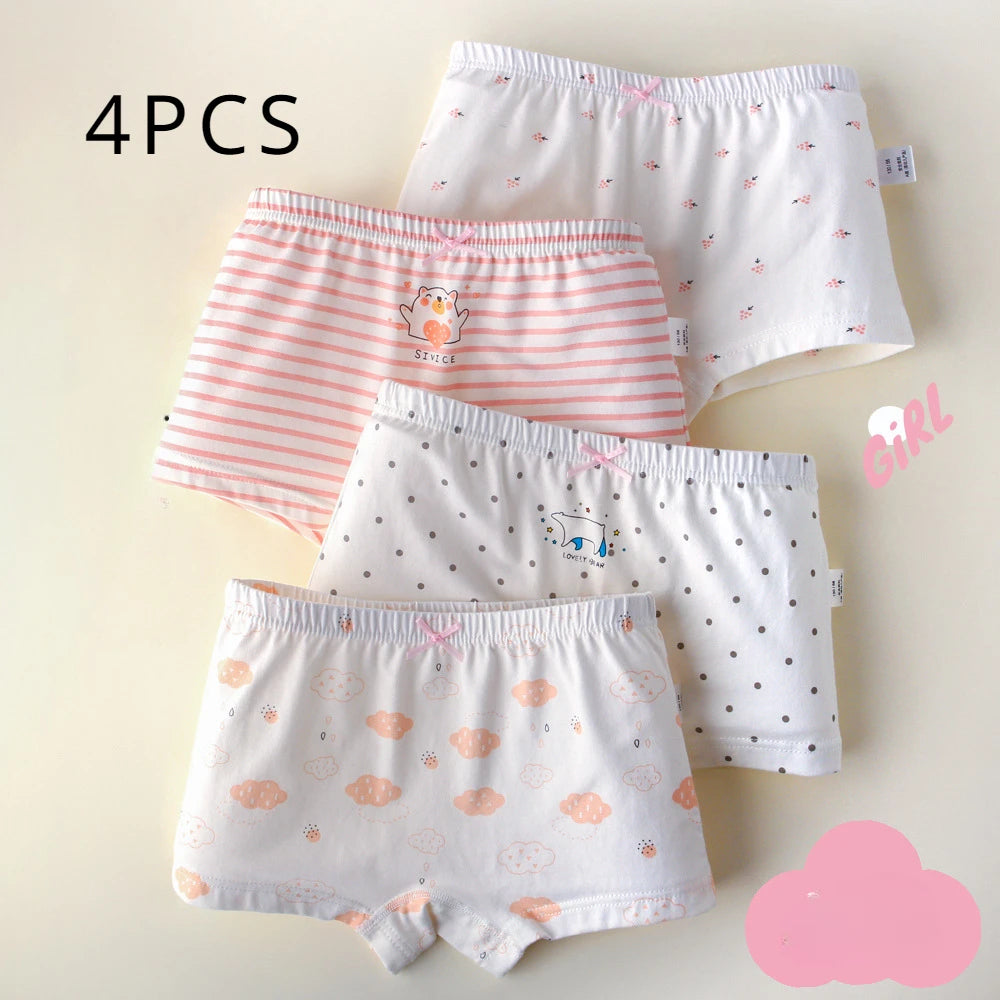 4PCS/LOT Anti-bacterial Cartoon Underpants for Little Girls childrensterritory