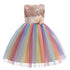 Girls Sleeveless Sequins Flower Rainbow Design Summer Dresses childrensterritory