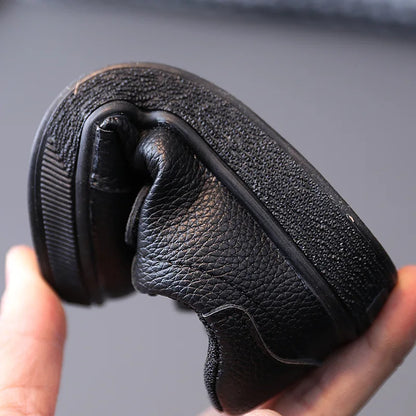 Kids Boys Black Leather Soft Breathable Casual Shoes childrensterritory