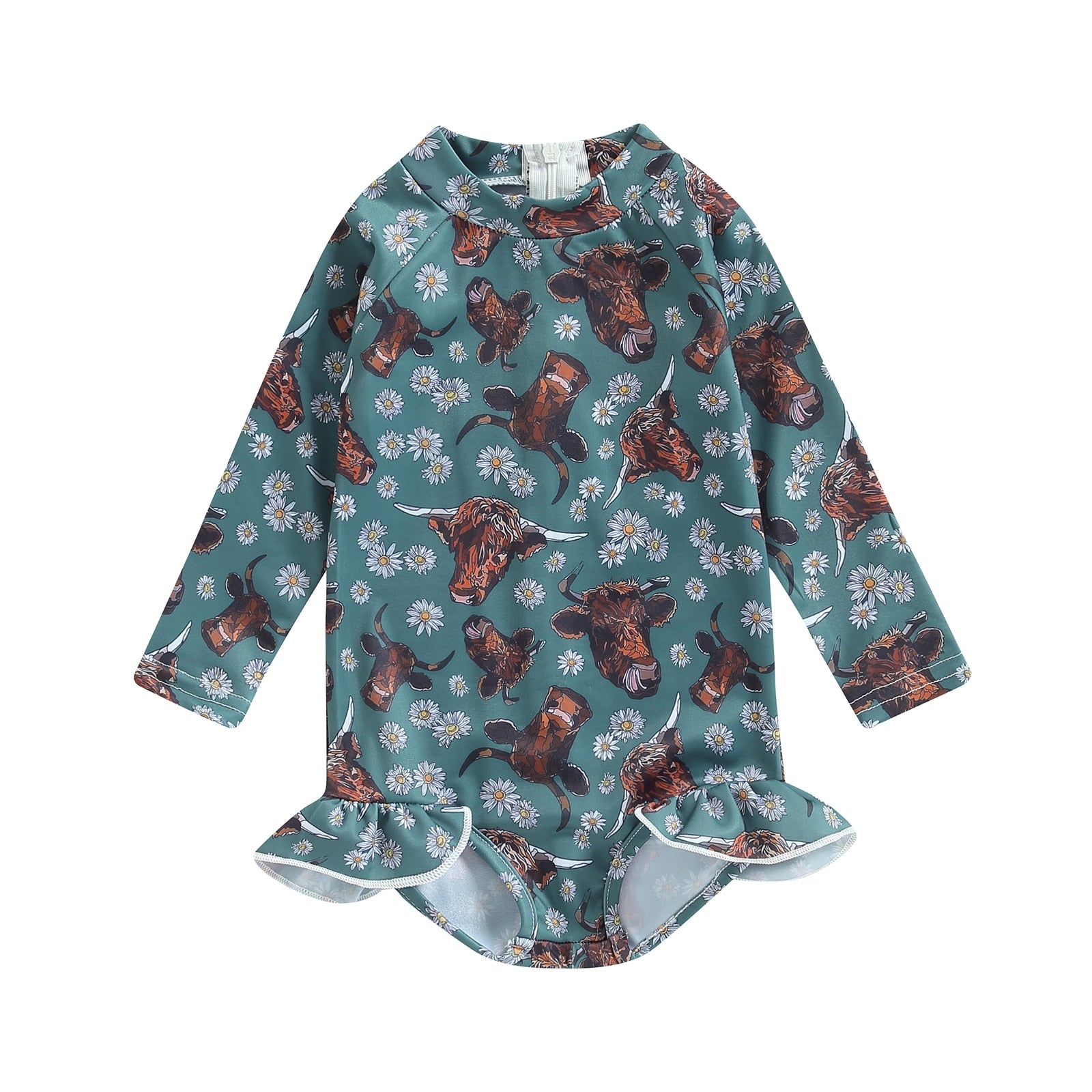 Kids Girls Long Sleeve Printed Bathing Suit/Swimwear childrensterritory