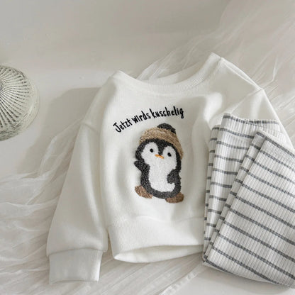 Embroidery Cartoon Bear Design 2Pcs Baby Girl Clothing Sets childrensterritory
