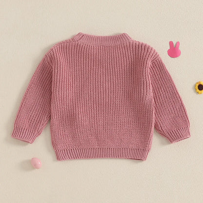 Infant Unisex Crewneck Bunny Applique Soft Knitwear childrensterritory