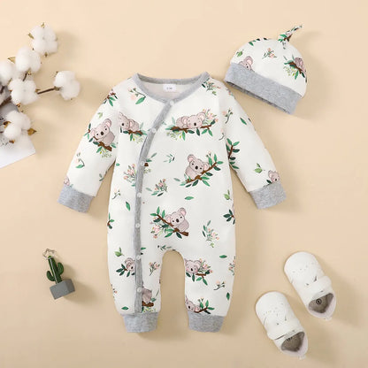 Baby Kids Cartoon Print Winter Bodysuit childrensterritory
