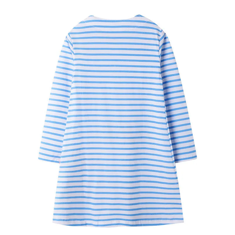 Kids Girls Cute Animals Design Long Sleeve Warm Dresses