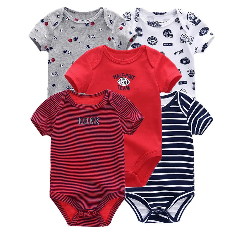 Short Sleeves Cartoon Print Soft Bodysuits For Baby Boys And Girls childrensterritory