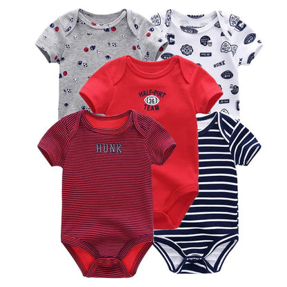 Short Sleeves Cartoon Print Soft Bodysuits For Baby Boys And Girls childrensterritory