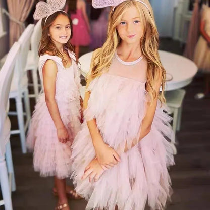 Kids Girls Sequins Tutu Layered Sleeveless Party Dress childrensterritory