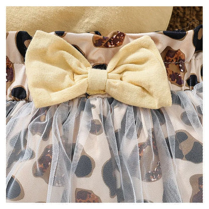 Baby Girl Babe Print Romper and Leopard Print Tulle Skirt Dress