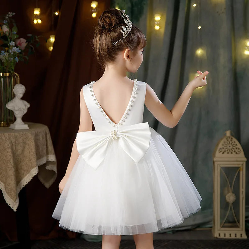Sleeveless Bow Design Cute Princess Dresses For Girls childrensterritory