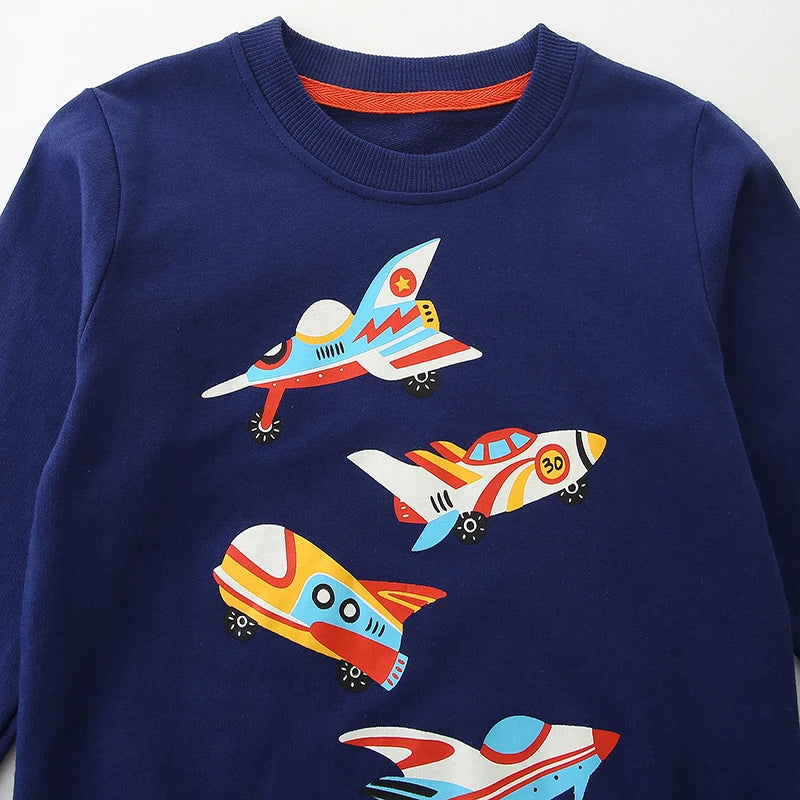 Cartoon Airplane Print Sweatshirts for Kids childrensterritory
