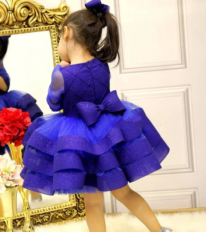 Puffy Tulle with Bow Short Flower Girl Dresses for Birthday