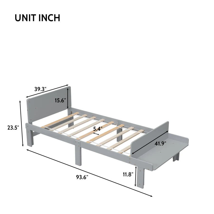 Easy-to-Assemble Twin Bed with Footboard Bench for Kids childrensterritory