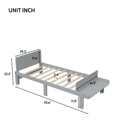 Easy-to-Assemble Twin Bed with Footboard Bench for Kids childrensterritory