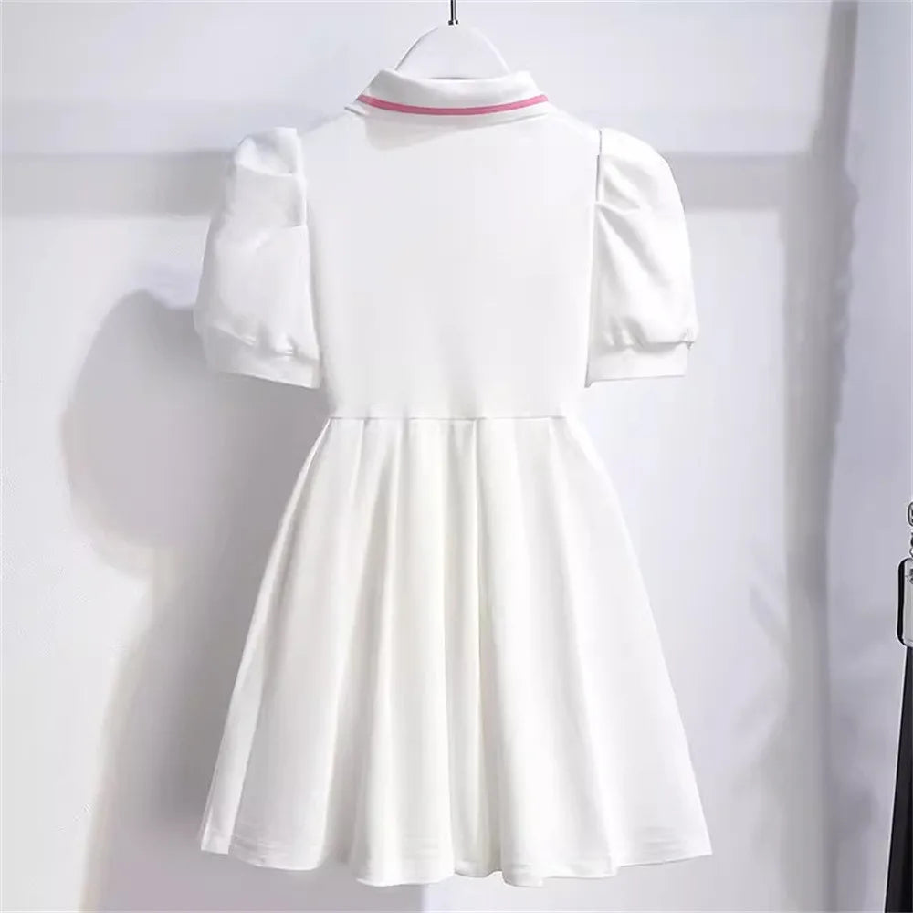 Girls' Collar Design Short Sleeves Casual Dresses