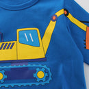 Cartoon Excavator Print Kids Boys Cotton T-shirts childrensterritory