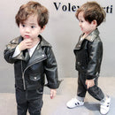 Little Boys Girls Solid Leather Jacket For Spring Autumn childrensterritory