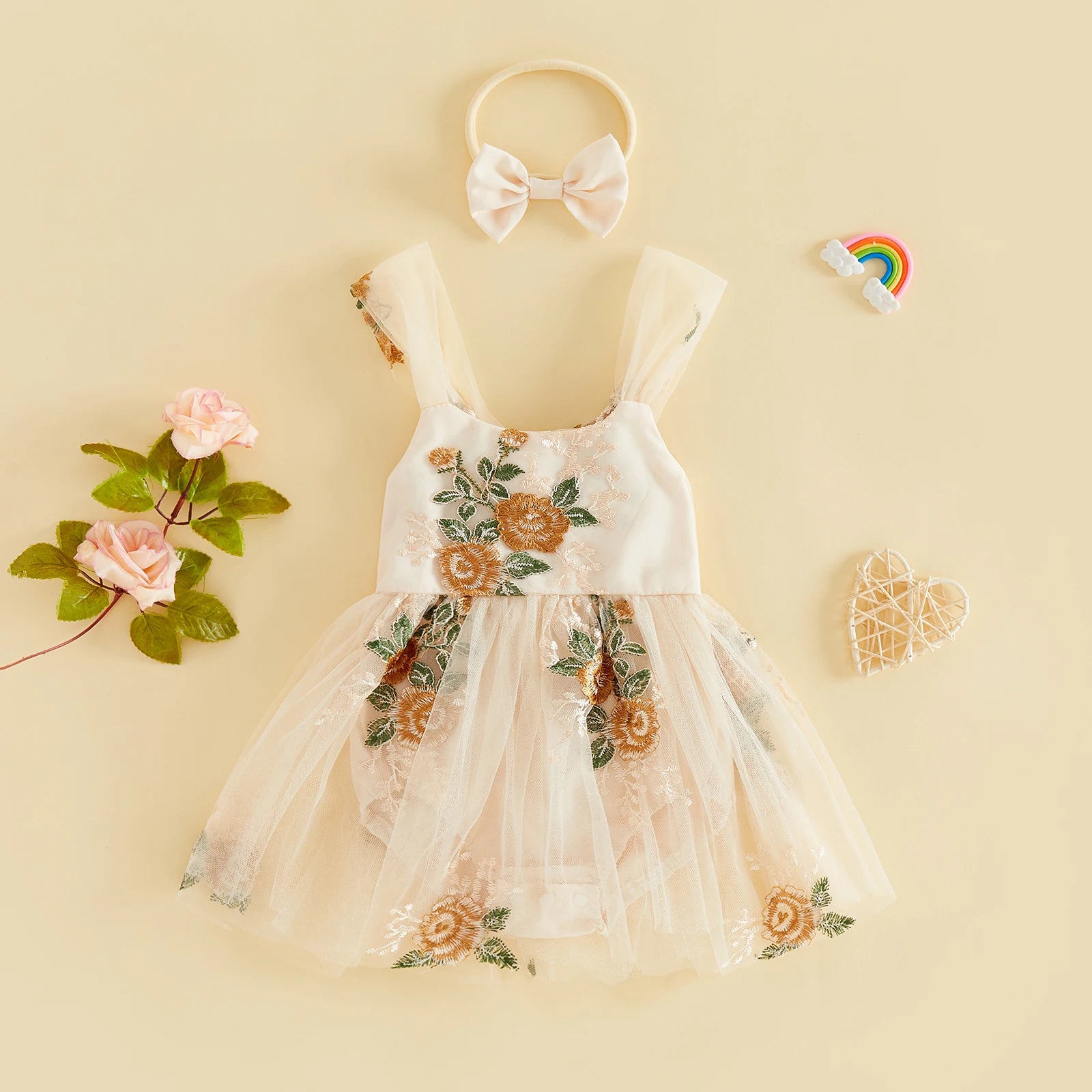 Floral Embroidery Baby Girls&