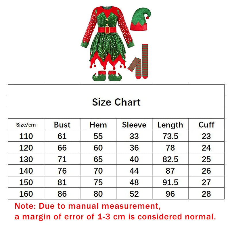 Girls' Round Neck Design Long Sleeves Christmas Outfits