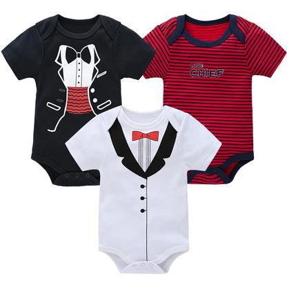 3PCS/Lot Newborn Baby Cartoon Printed Summer Romper