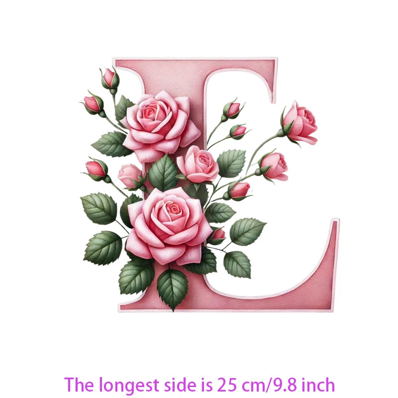 Flower Letter Ironing Transfers Decals For Clothing Diy Appliques