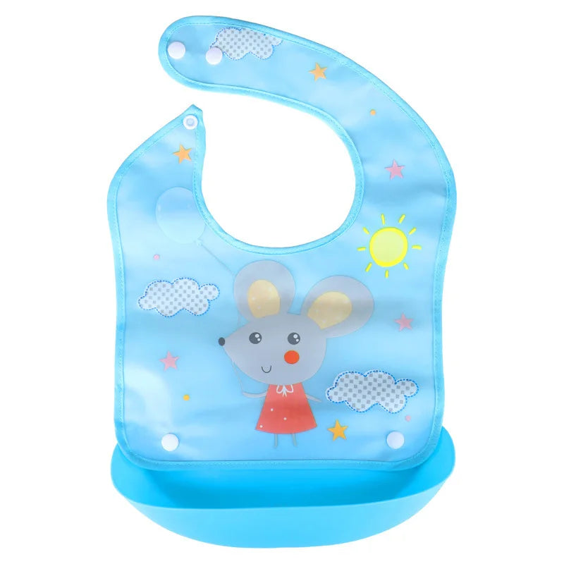 Soft Waterproof Cartoon Printed Adjustable Baby Bibs