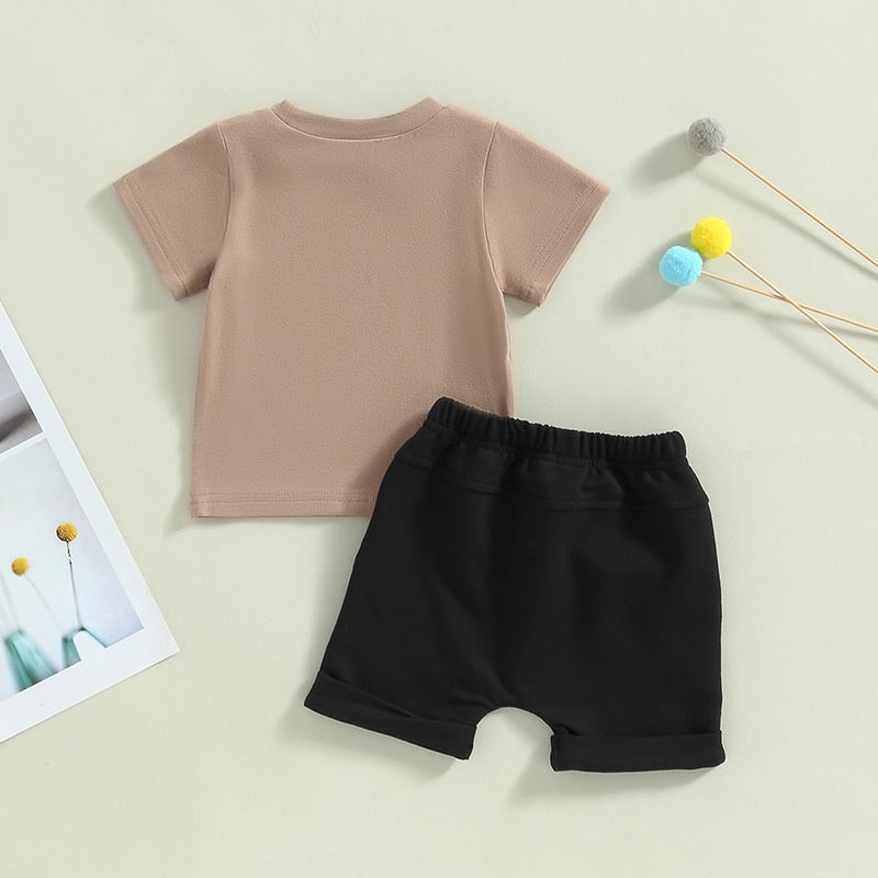 Baby Boy Casual Letter Print T-Shirt and Shorts Set childrensterritory