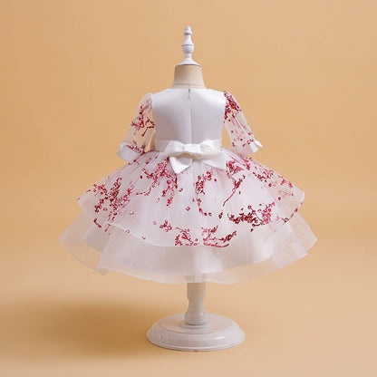 Flower Embroidery Tulle Princess Dresses for Kids Girl Birthday childrensterritory
