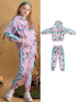 Girls Floral Print Hooded Jacket and Trouser Clothing Set childrensterritory