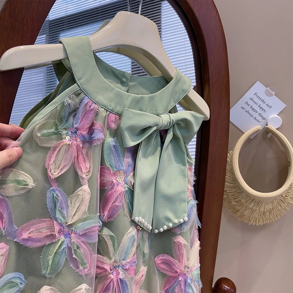 Kids Girls Colorful Flower Design Summer Dresses childrensterritory