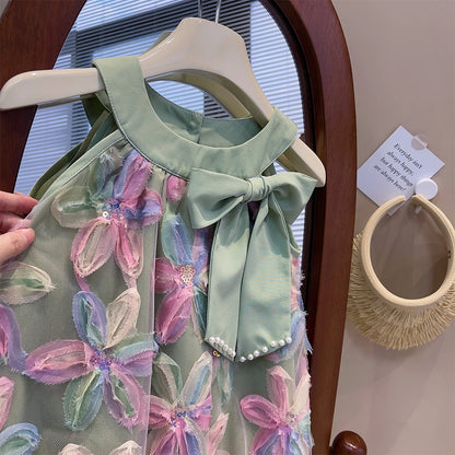 Kids Girls Colorful Flower Design Summer Dresses childrensterritory