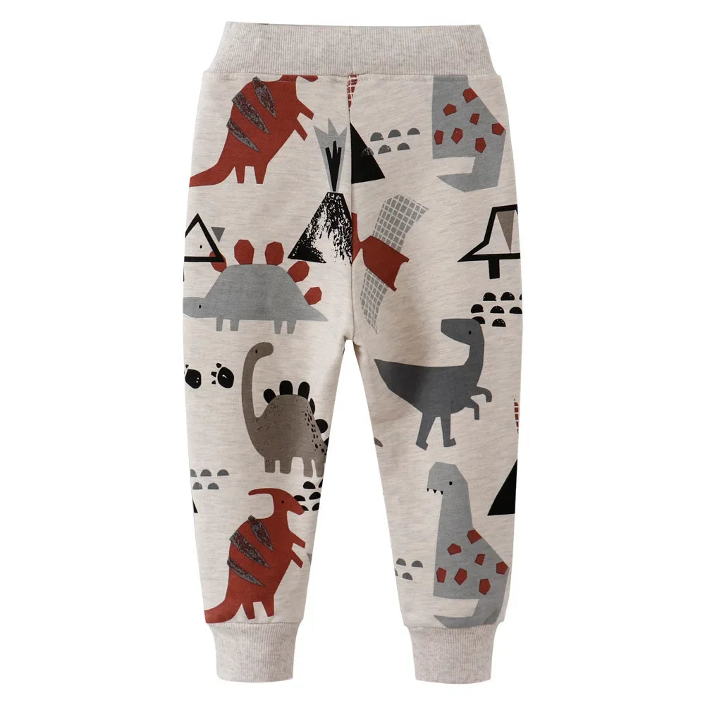 Cartoon Dinosaurs Printed Children's Cotton Sweatpants