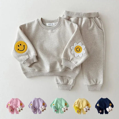 Baby Girls/Boys Patched Sweatshirt + Pants 2pcs Tracksuit