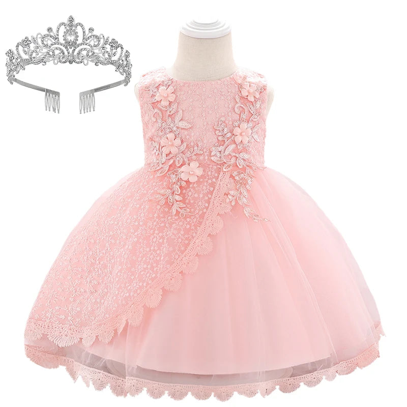 Baby Girl Lace Embroidered Formal Occasion Gowns