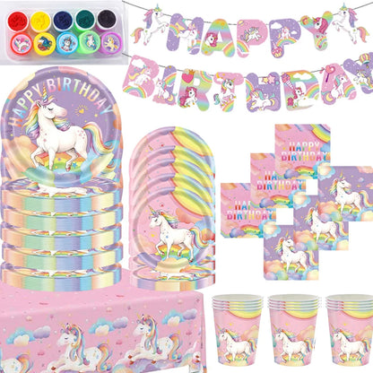 Kids Unicorn Theme Birthday Party Decorations Set