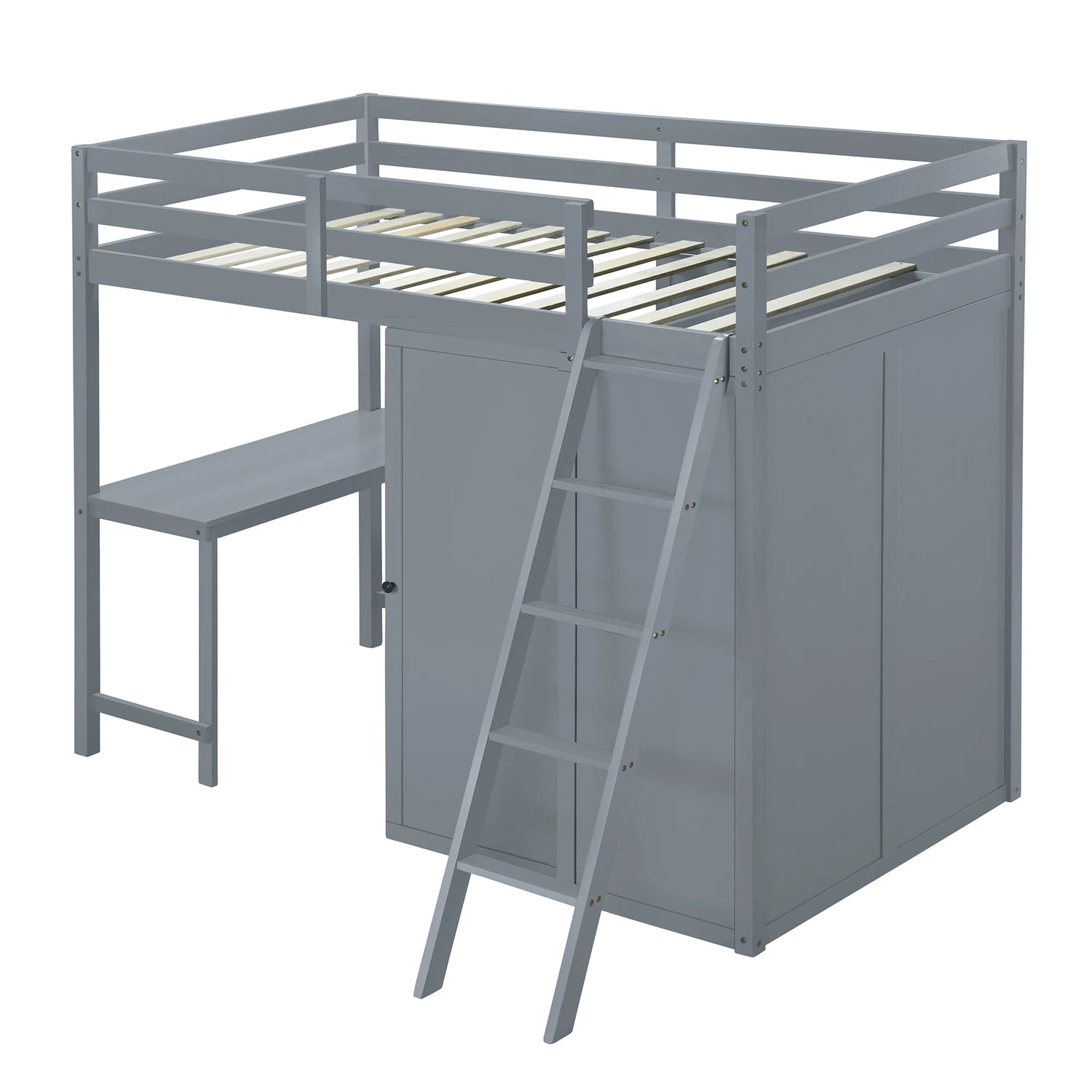 Loft Bed Made of Wood with Desk and Wardrobe for Bedroom childrensterritory
