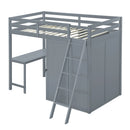 Loft Bed Made of Wood with Desk and Wardrobe for Bedroom childrensterritory